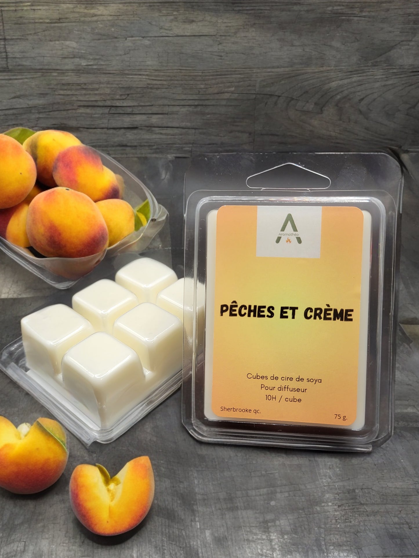 Cube de cire pêches et crème 65g.